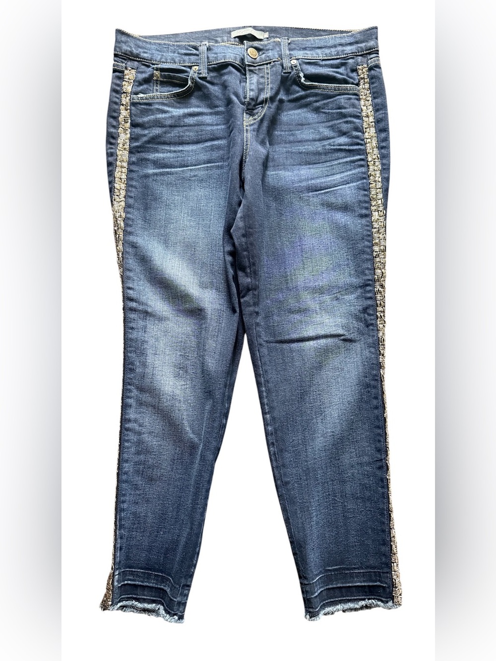 Level 99 Dark Blue Ankle Jeans with Silver Sparkle Side Trim